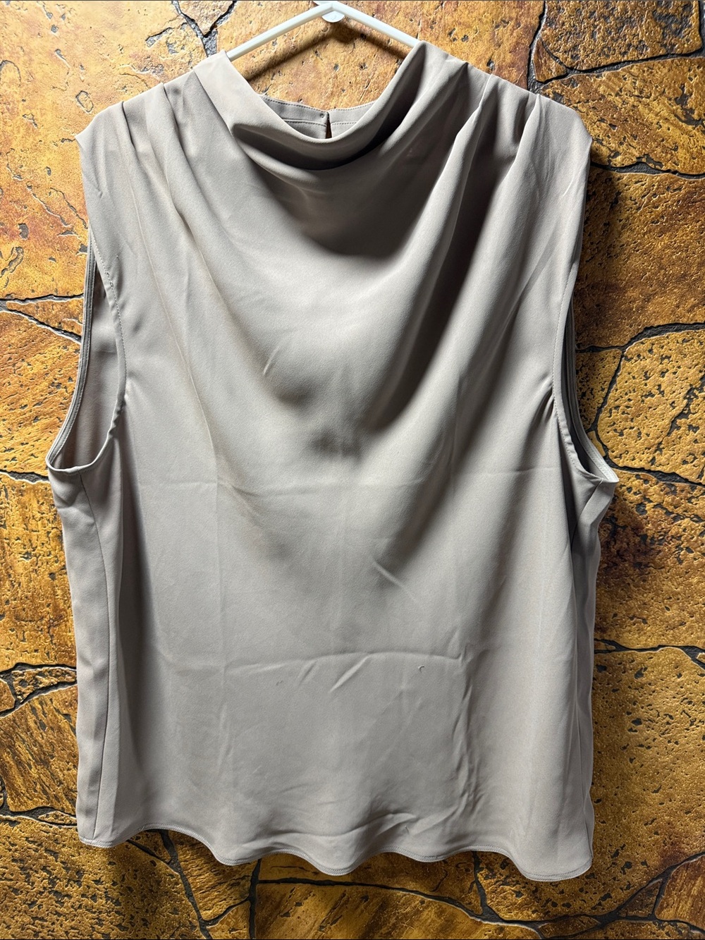 Babaton Draped Neck Sleeveless Top in Taupe